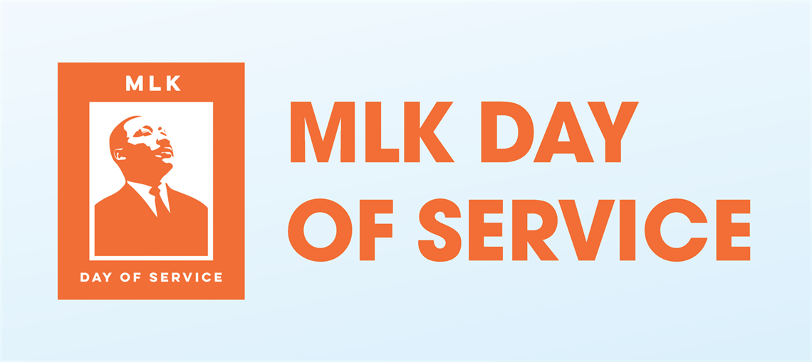 MLK Day of Service Banner with image of Martin Luther King Junior