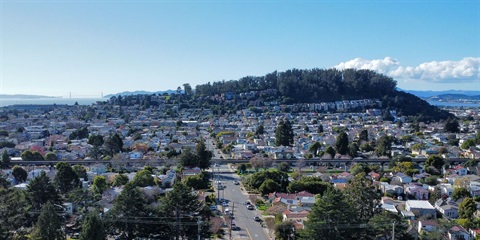 View of Albany Hill view from east to west
