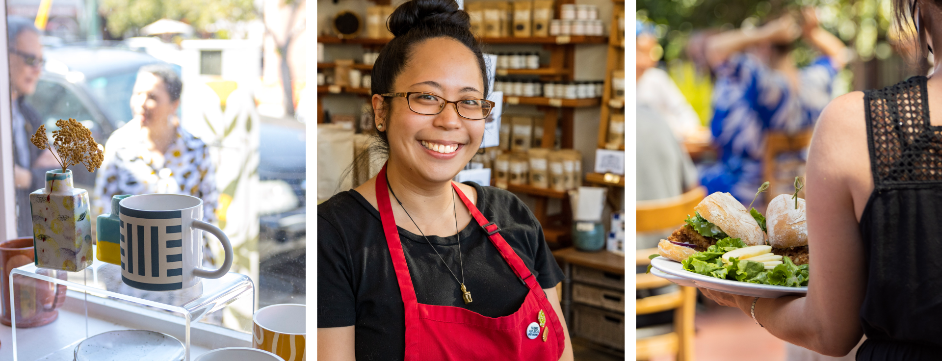 Collage of photos of people working in hospitality