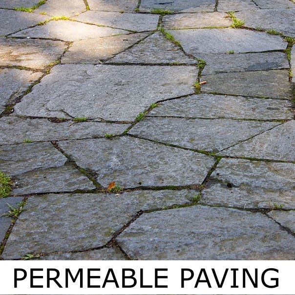 30% of all paved areas of the property, excluding the primary driveway, entry walkway, and entry porch or landing, must use permeable paving