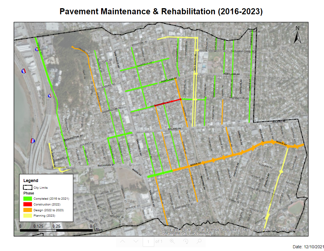 Pavement maintenance and rehabilitation 2016-2023 map